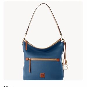 Dooney & Bourke Large Pebble Leather Sac bag with Tan Trim and Gold Hardware